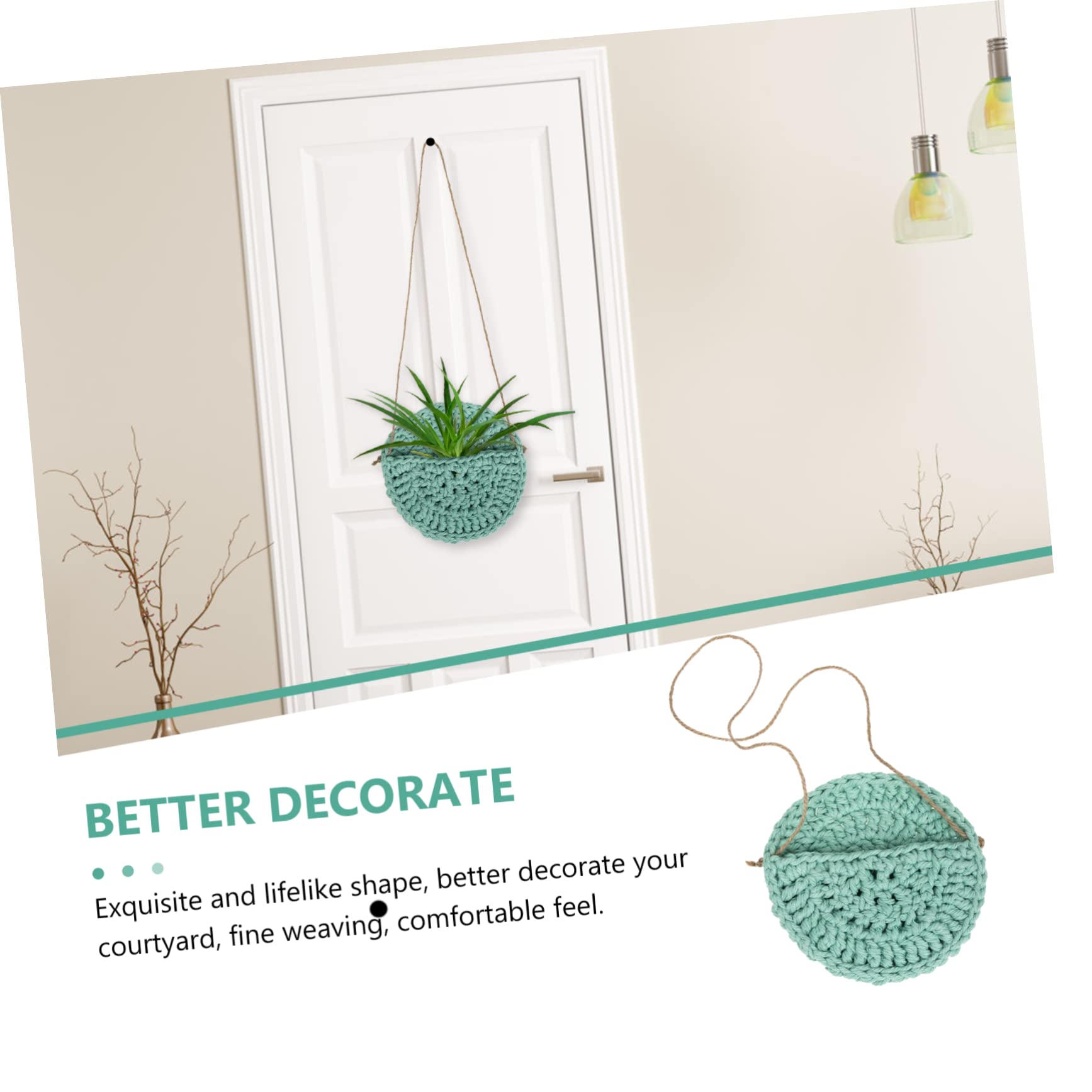 ifundom 4 Pezzi Cesto decorativo in stile nordico appendiabiti per piante macramè vaso per piante sospeso appendini per fiori per esterno tasca per fioriera da cotone Verde chiaro
