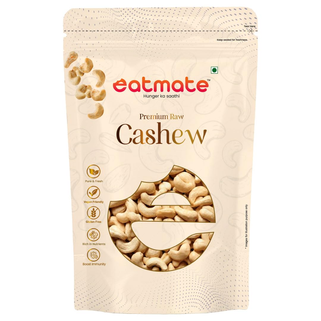 Eatmate Premium Cashews 250g | Handpicked Whole Kaju with Rich Taste & Crunchy Texture | Naturally Nutritious and Flavorful | Perfect for Snacking, Baking, Cooking, Desserts & Festive Treats