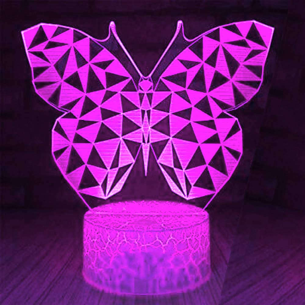 Tissen 3D Butterfly Night Light 7 Colors Mood Touch USB Table Desk LED Lamp Decoration Children Kids Home Party Birthday Gift Toy