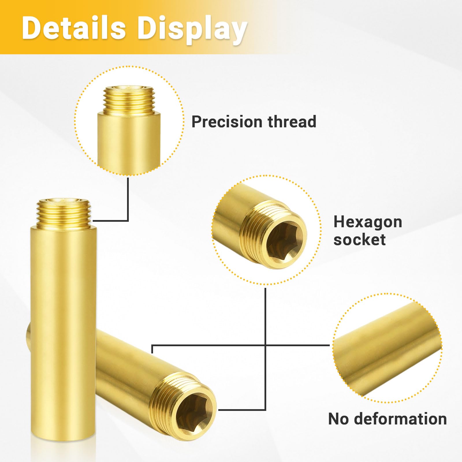 2 Pièces Rallonge de Robinet G3/4" x 50 mm, G3/4"(3/4" IG x 3/4" AG) Laiton Rallonge de Robinet, Laiton Rallonge Filetée, Rallonge de Robinet Fitting pour l'Installation de Chauffage et d'Eau Potable
