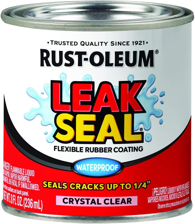 Rust-Oleum 279614 LeakSeal Rubberized Sealant, 8 oz, Crystal Clear, 8 Fl Oz