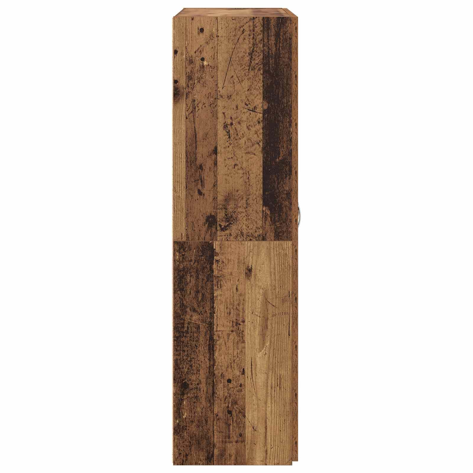 Büroschrank mit Türen Schwarz Eichen-Optik 60 x 32 x 115 cm aus Holzwerkstoff, Aktenschrank mit Scharniertüren und Bogen-Griffen, viel Stauraum mit Regalen für Büroorganisation