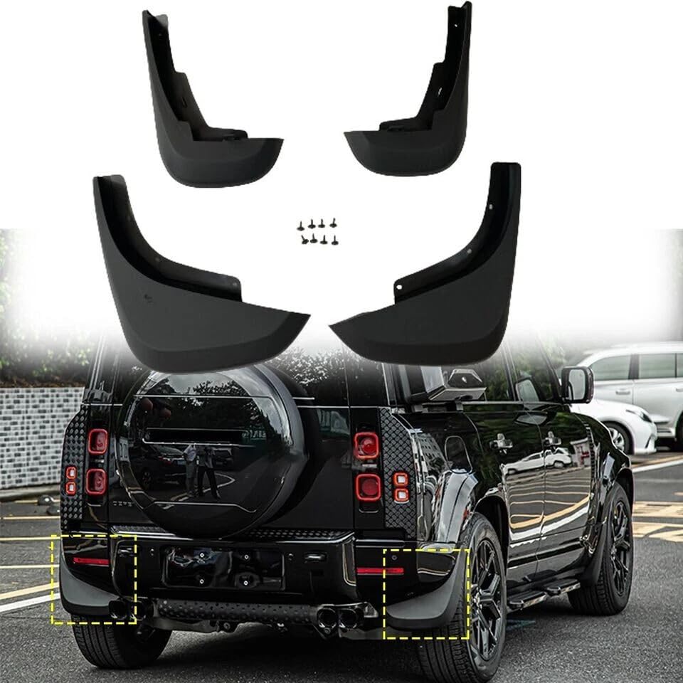 Front & Rear Mudguards Splash Fender Fits for LR Defender 130 2023-2026,Protect Paint, No Drilling Required,Tire Protector,4pcs Set (Glossy Black)