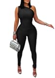Memoriesea Women's Sexy Jumpsuits One Shoulder Bodycon Rompers One Piece Outfits
