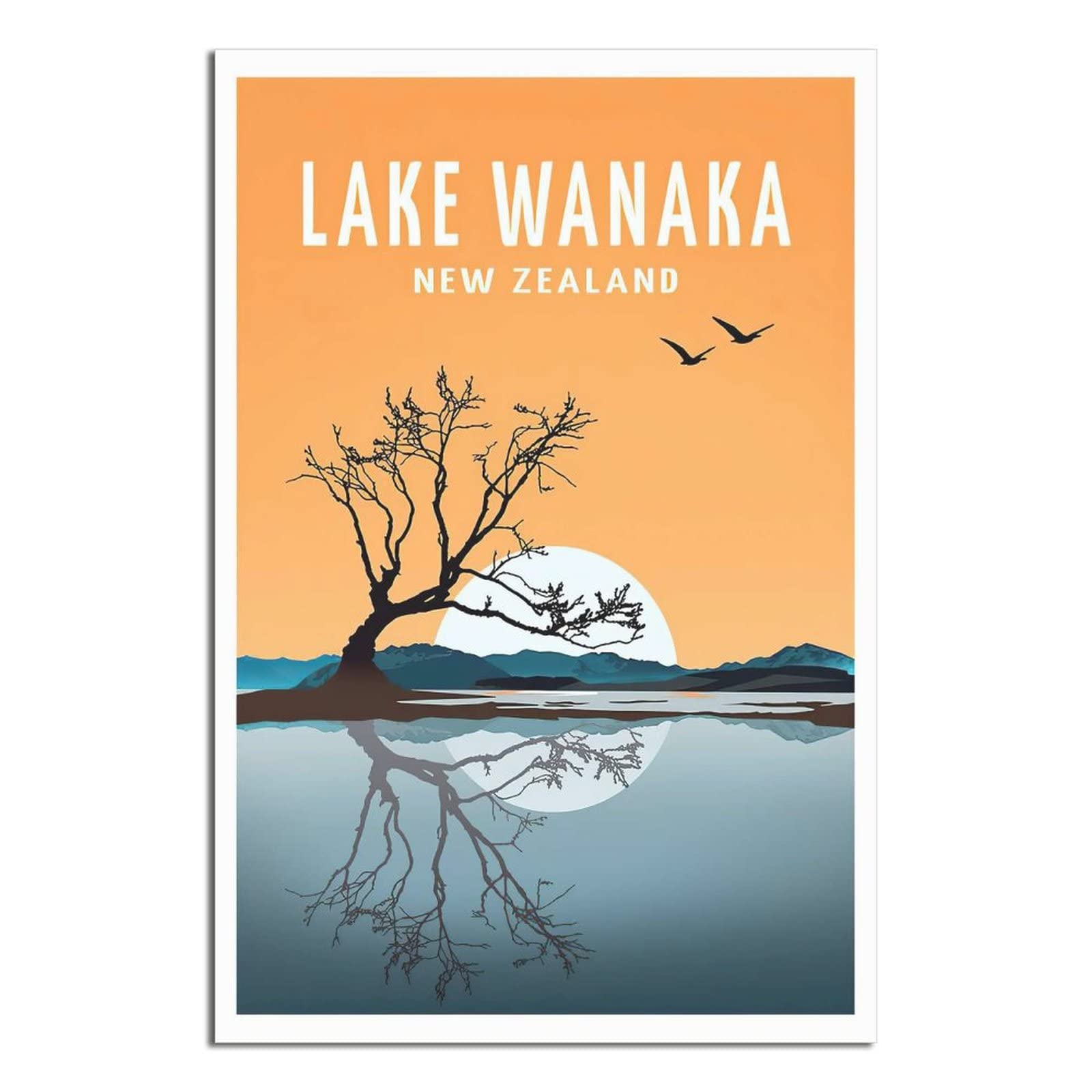 Metal Tin Sign Lake Wanaka New Zealand Metal Sign Travel Vintage Art Wall Decoration Sign Home Kitchen Bar Patio Cave Funny Decoration 15x30cm