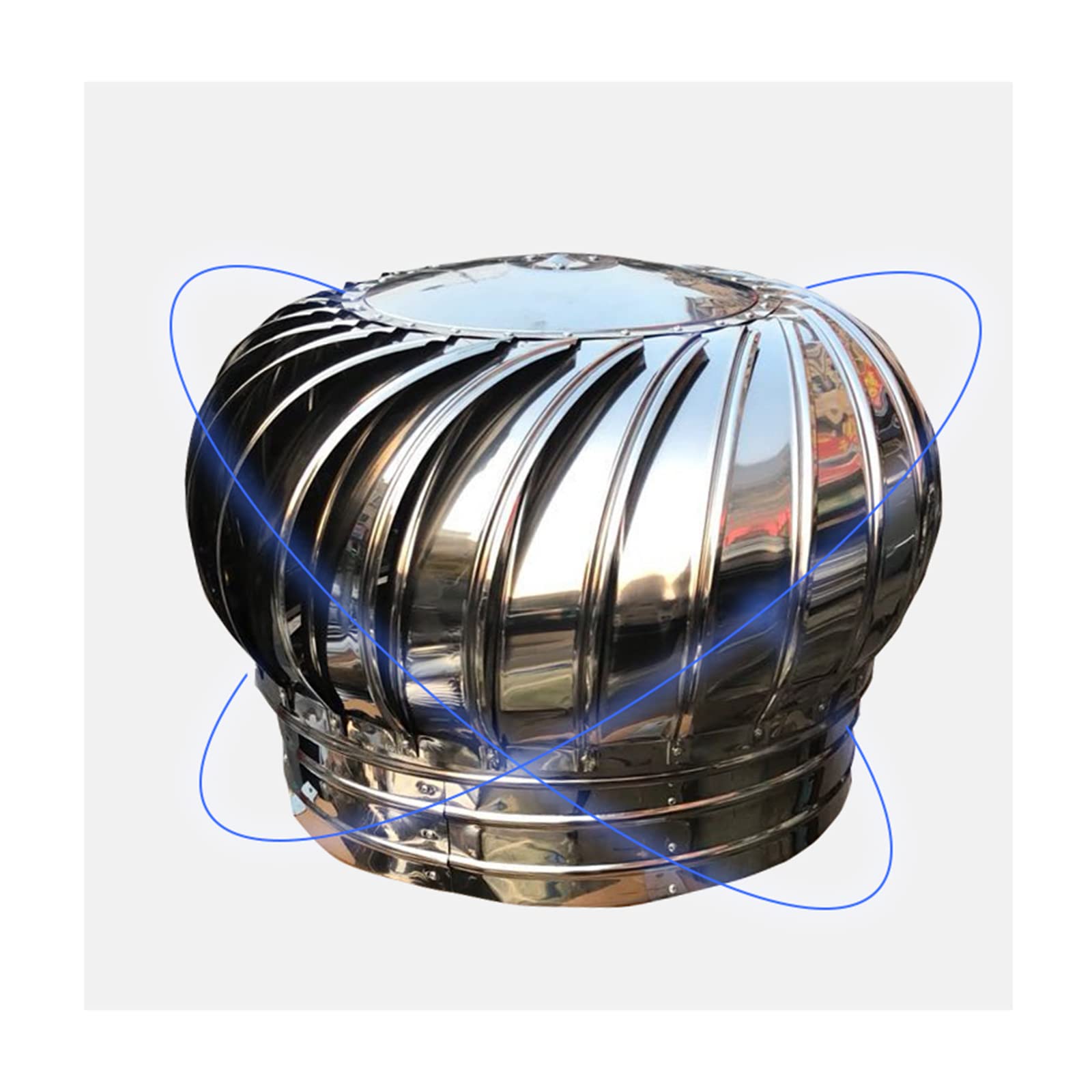 Tainless Stal Obrotowy Nasada kominowa, Wentylator turbinowy,Obrotowy Przeciwciągowy Nasada kominowa,Obrotowy Wentylator turbinowy Deszcz i śnieg Osłona Przewód kominowy Ochrona,400mm
