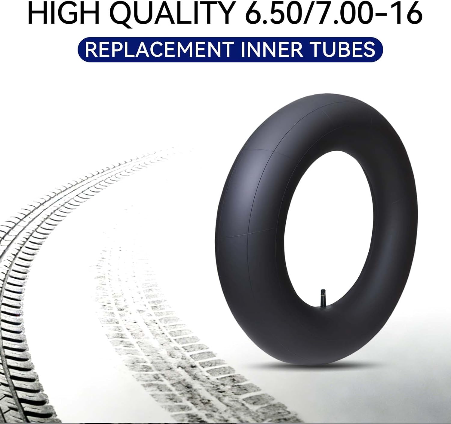2-Pack 6.50-16 7.00-16 Inner Tubes with Straight Valve Stem for Farm Tractors and Implements