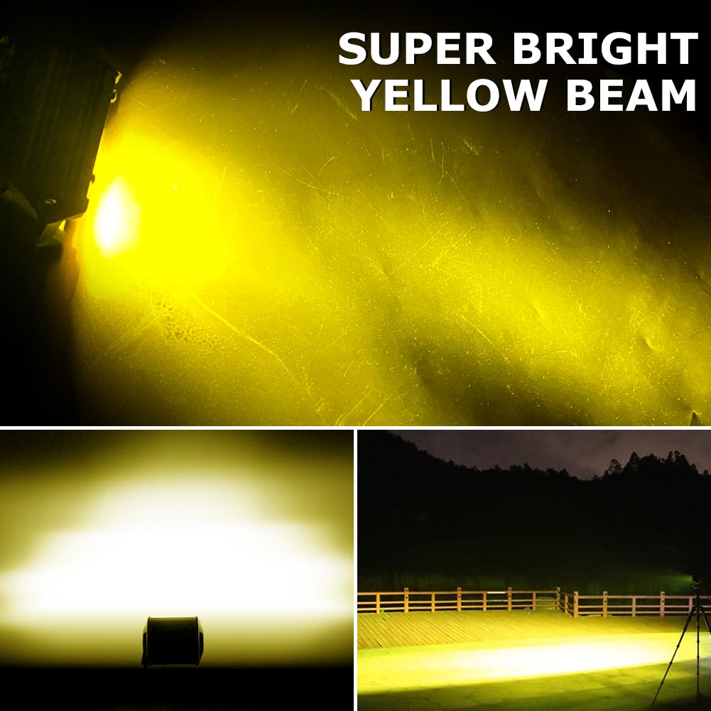 WinPower Faro da Lavoro LED Barra 12W Faretti Fendinebbia Fuoristrada Faretti Profondità Luci Giallo Impermeabile LED per Trattore Auto Camion Barca Furgoneetc., 2 pezzi
