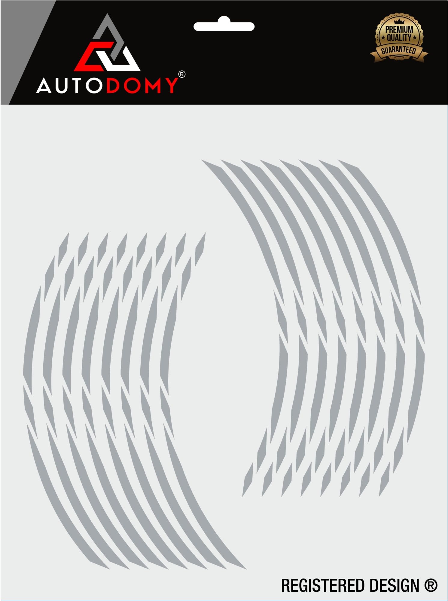 Autodomy Naklejki na Felgi Motocyklowe | Pełny Zestaw na 2 Felgi od 15" do 19" Cal | Odporne na Deszcz, Słońce, Tłuszcz i Olej | Sportowy Design (Srebrny)