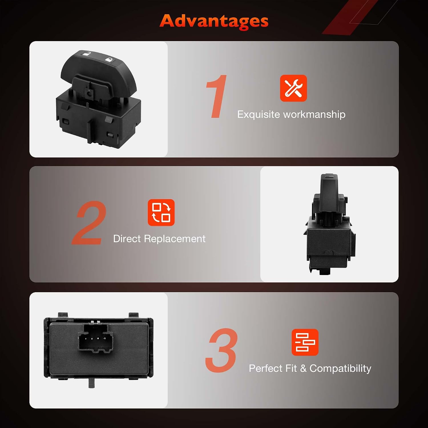 SW-7254 Front Power Door Lock Switch Compatible with 2009-2014 Ford F-150 Driver Side Door Lock Control Assembly Replace# 9L3Z-14028-AA