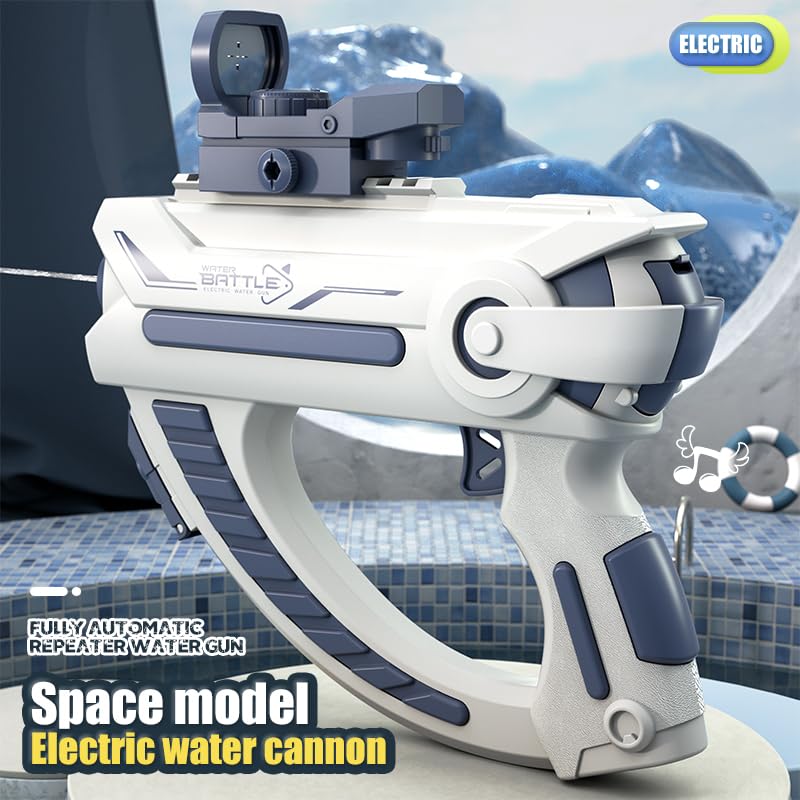 Image of gifferes High Pressure Summer Electric Automatic Squirt Holi Pichkari | |400CC High Capacity | Long Range Shooting Water Blaster Gun (Range Up to 28-34 Ft) | Without Scope (Blue SpaceElectric)