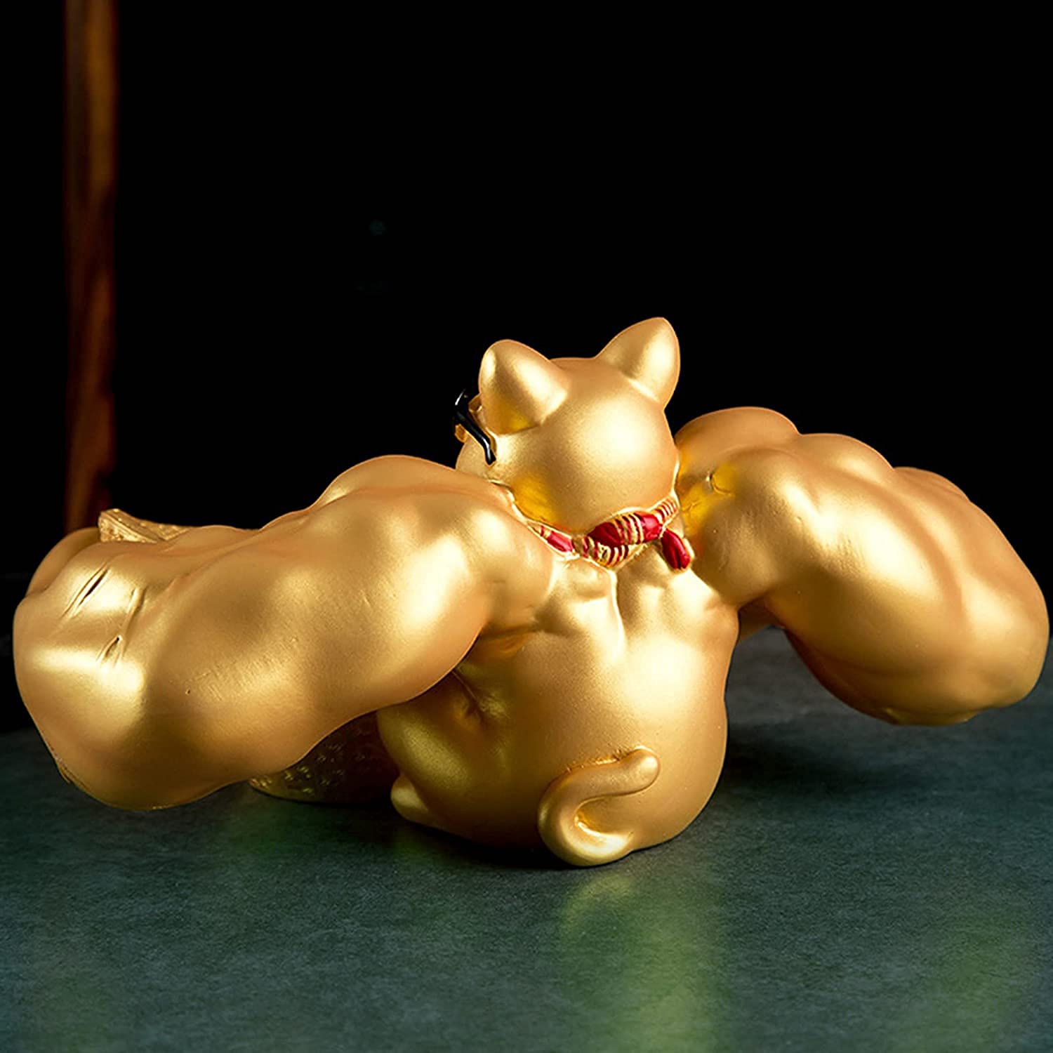 金色の筋肉猫の置物 BIG32cm ムキムキゴールド マッスル『千両』 招き猫可愛い置物