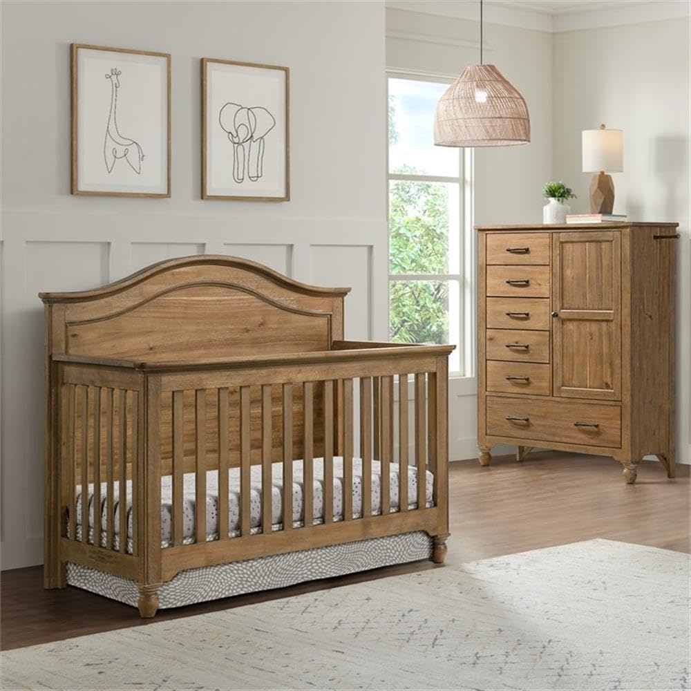 Pemberly Row Farmhouse Wood Chifferobe in Sand Dune Brown Finish