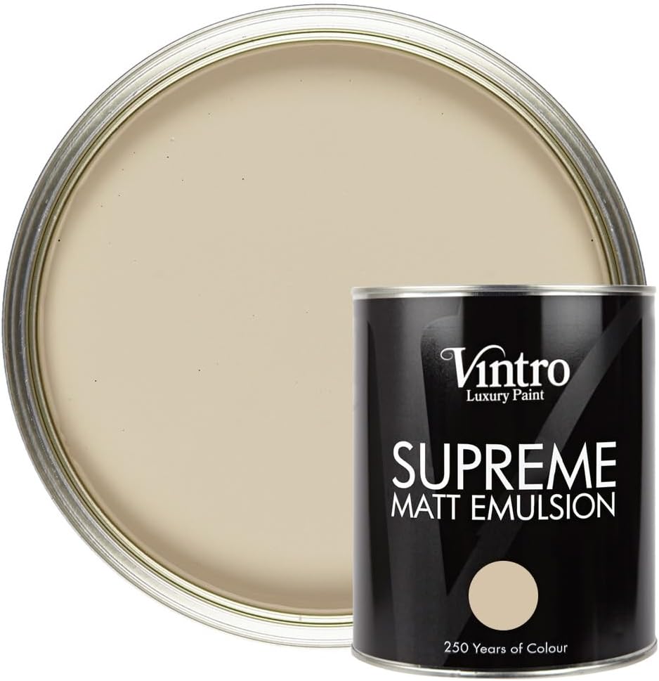 Vintro | Luxury Matt Emulsion | Smooth Chalky Finish | Multi Surface Paint | for Walls, Ceilings, Wood and Metal | 1L (Light Stone - Pebble)