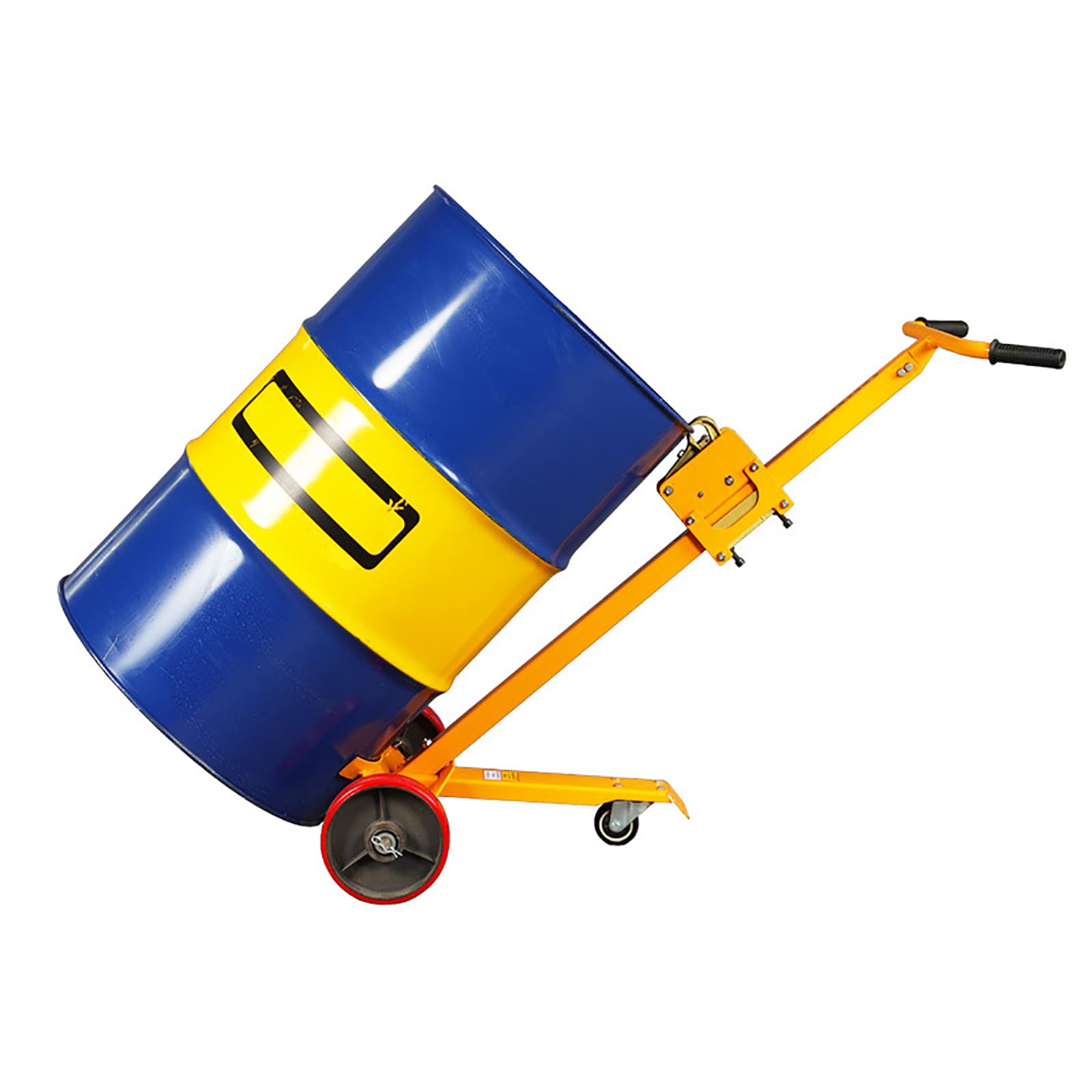 Carrello elevatore manuale idraulico a tamburo di olio, innesto rapido, altezza regolabile, capacità 450 kg, per fusti in acciaio e plastica, facile trasporto e movimentazione