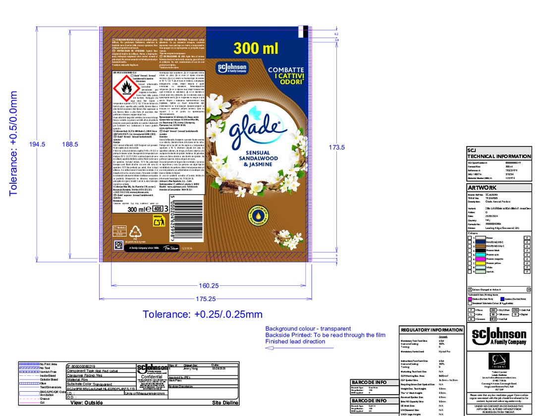 Glade Deodorante per Ambienti Spray, Fragranza Sandalo di Bali e Gelsomino, Formato Scorta da 6 Spray da 300ml
