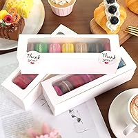 Vista 2 de Paquete de 36 cajas de macarrones para 5-7 macarrones, cajas de dulces de fresa con adhesivo para regalar (blanco)