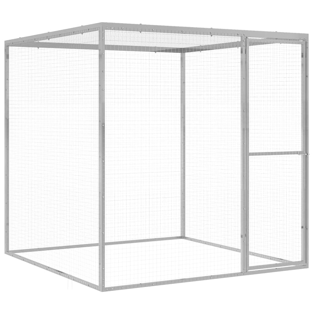 vidaXL Cage for Cats Pets Dogs Puppy Outdoor Garden Patio Terrace Animals Outdoor Houses Galvanised Steel 1.5 x 1.5 x 1.5 m
