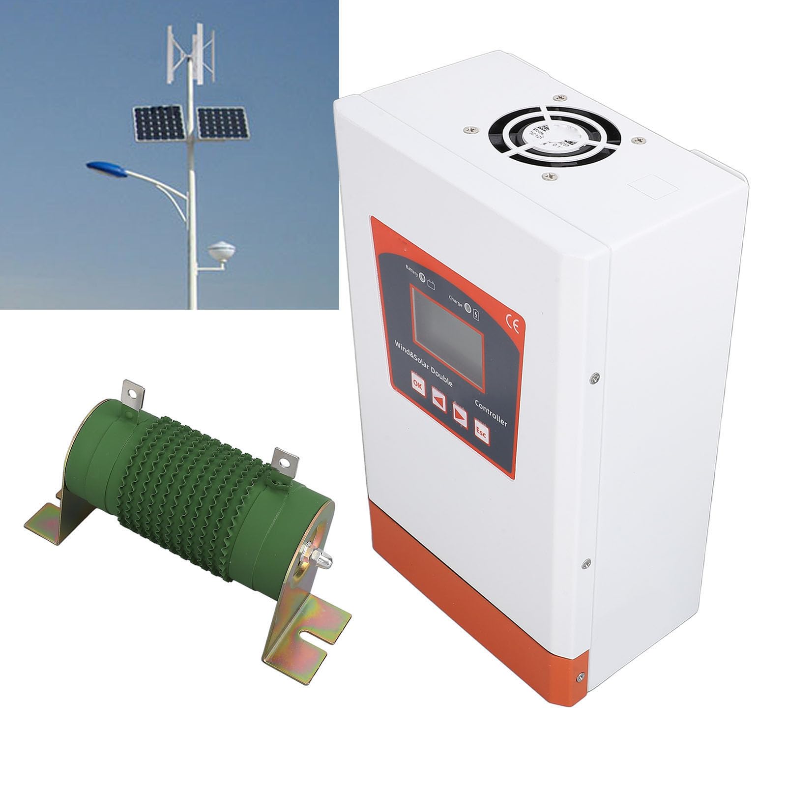 48V Controller Ibrido Solare Eolico, 2400W MPPT Solare, per | Doppia alimentazione, display LCD, connettività APP, per casa, barca, lampione