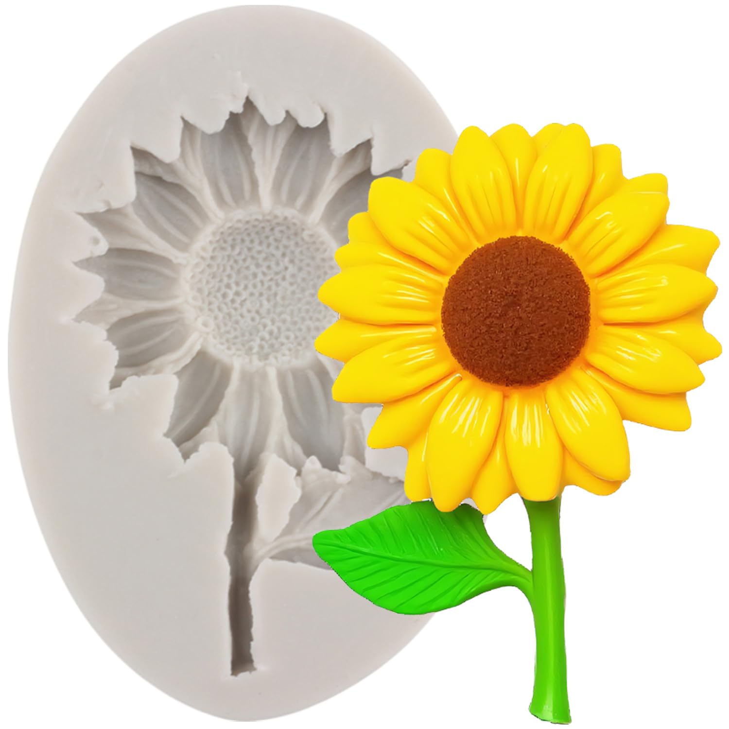 MINFEIDMS Sunflower Flowers Silicone Moulds Sunflower Fondant Mould for Flower Cake Decorating Cupcake Topper Chocolate Gum Paste Candy Polymer Clay