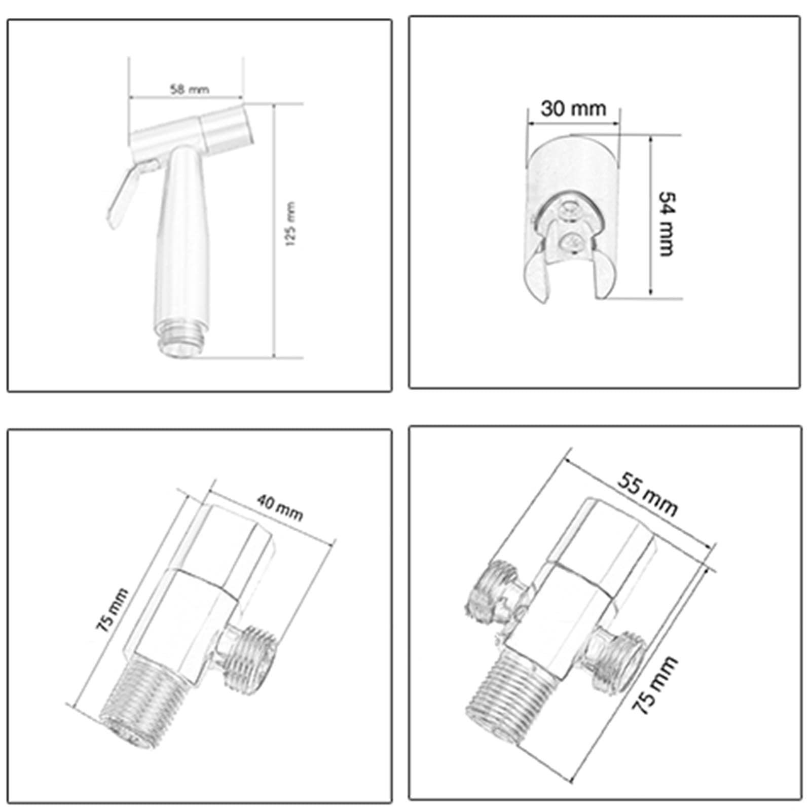 Kit spruzzatore per bidet portatile Rubinetto per bidet con maniglia singola in acciaio inossidabile grigio Spruzzatore per bidet a parete Rubinetto per acqua fredda a parete Doccia per bidet da bag