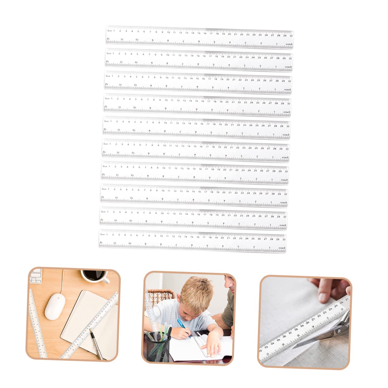 Righello Trasparente 30cm 20 Pezzi in Plastica per Scuola | Ufficio e Aula, Alta Resistenza e Leggero, Strumenti per Disegno e Misurazione
