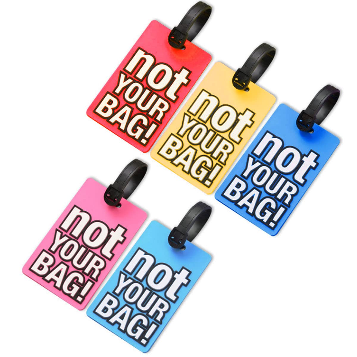 Travel Luggage Tags, Silicone Luggage Tag with Name ID Card, Suitcase Labels Travel ID Card Holder, Colorful Secure Travel Suitcase Bag Luggage Tag Labels for Quickly Spot Luggage Suitcase( 5 Pcs)