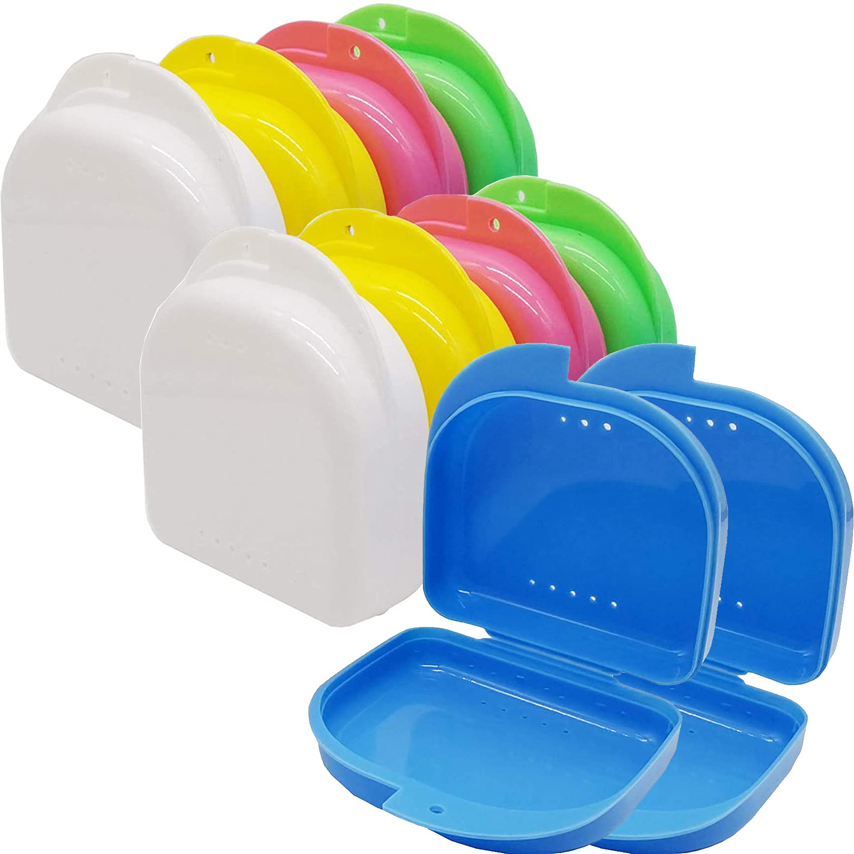10PCS Mouth Guard Case Retainer Box Orthodontic Denture Storage Container, 5 Color