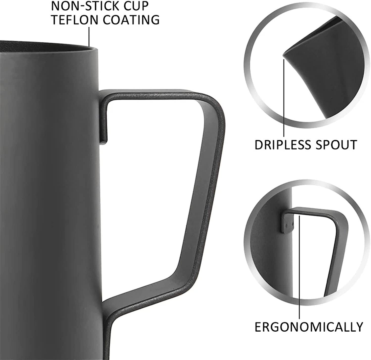 Kubek do spieniania mleka, Dzbanek na mleko, dzbanek z powłoką nieprzywierającą, espresso, kawa, Barista Craft Latte, 350/600 ml