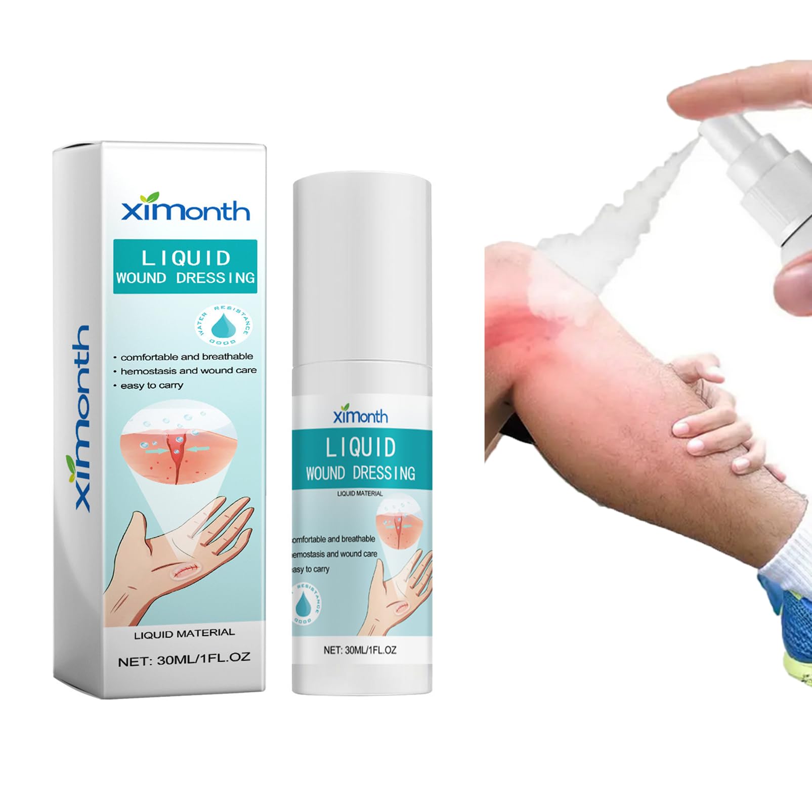 Mori Kamei Liquid Bandage Spray, Waterproof Spray Plasters for Wounds,30 ml Breathable Waterproof Wound Healing Gel Liquid Bandage, Quick-Drying Dressing for Scratch and Small Wound Protection Film