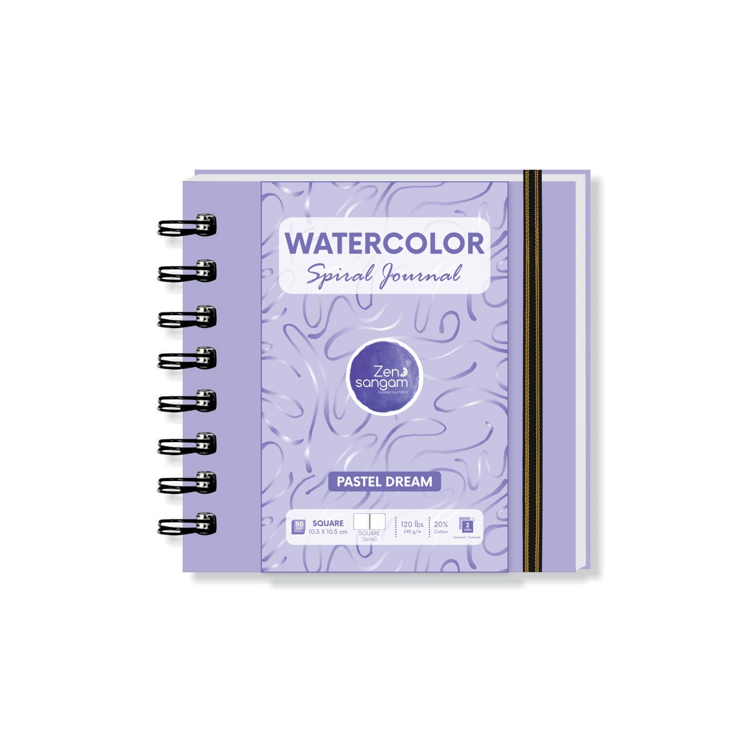 Zen Sangam Express your Mind, Square 10.5x10.5cm Spiral Watercolor Journal | 245 GSM 20% Cotton Cold Pressed | 25 Sheets, 50 Pages | Durable Sketchbook for Artists & Professionals | Acid-Free | Purple-image-37