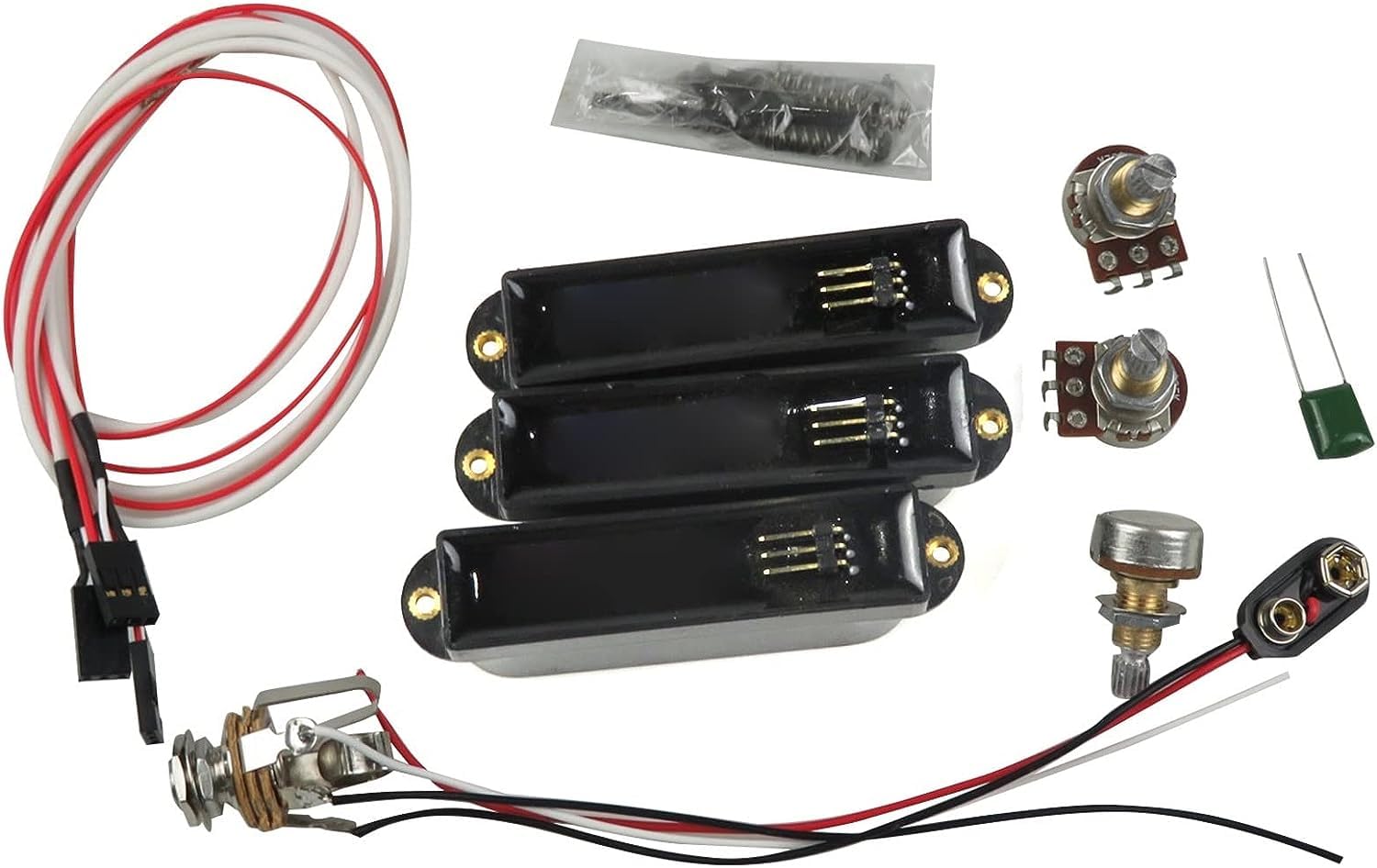 Pickup für Akustikgitarre, Pickup für Gitarre Pickup Aktive Single-Coil mit Zubehör-Set für Töpfe für den Austausch von E-Gitarrenteilen für ST Gitarre