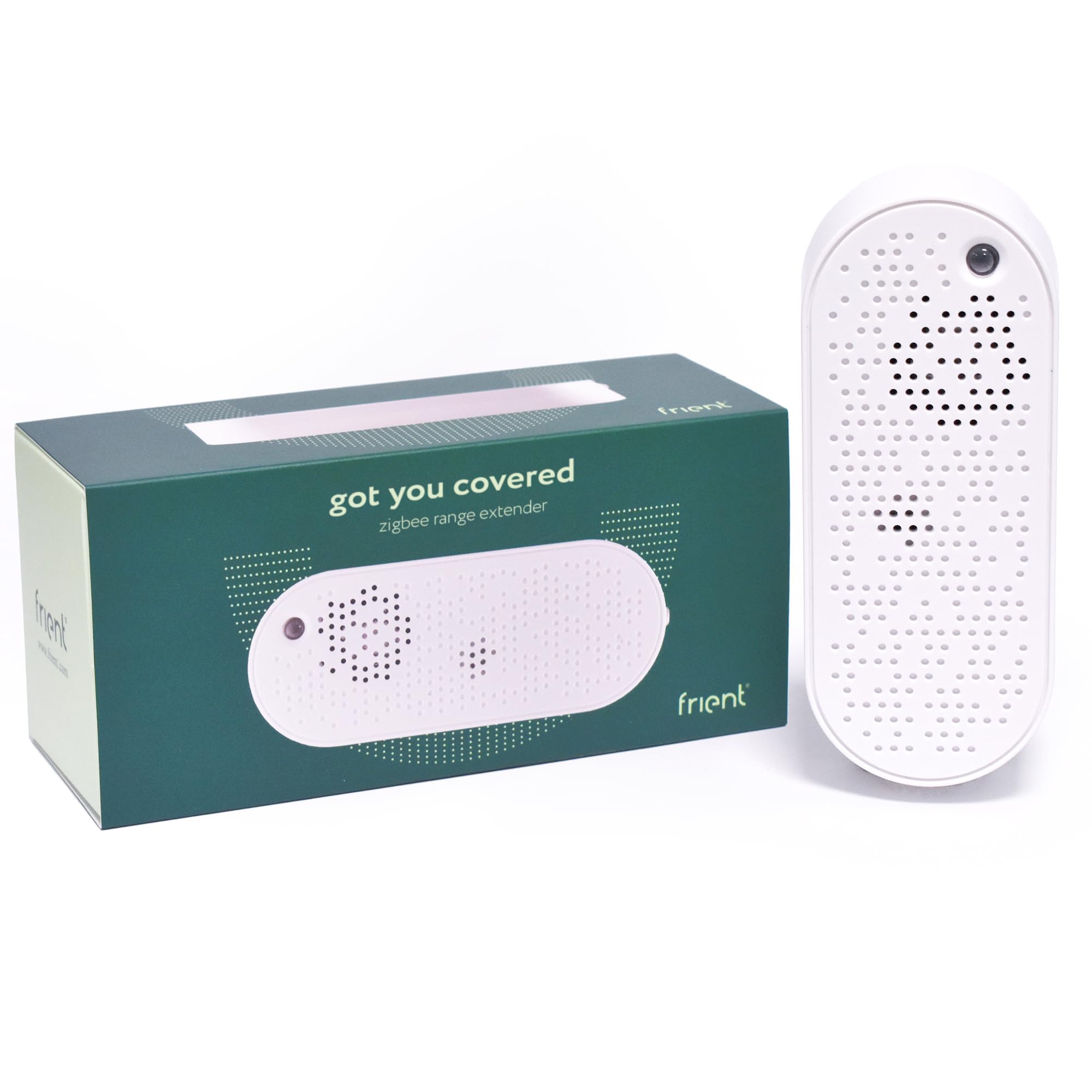 frient Zigbee Range Extender | Wzmacniacz sygnału Zigbee | Bateryjne podtrzymywanie zasilania | Prosta instalacja | Współpraca z systemami SmartThings i Homey