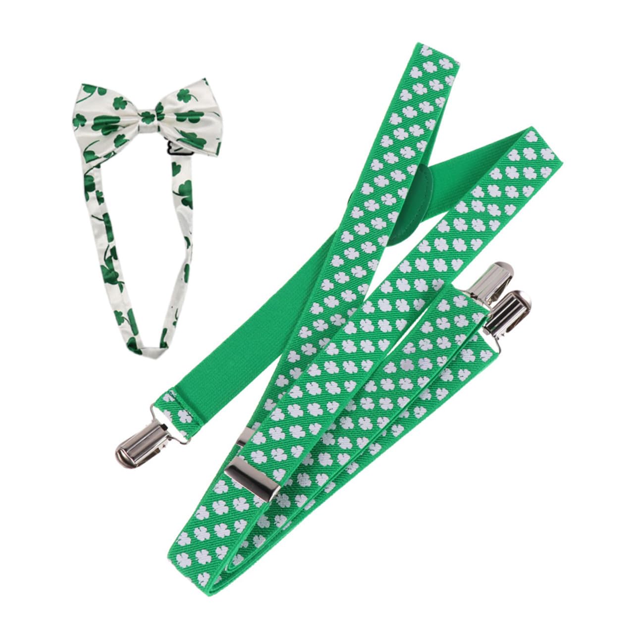 GALPADA 4-leaf Tie Set Party Suspender Bow Tie Suspenders for Patricks Day Attire