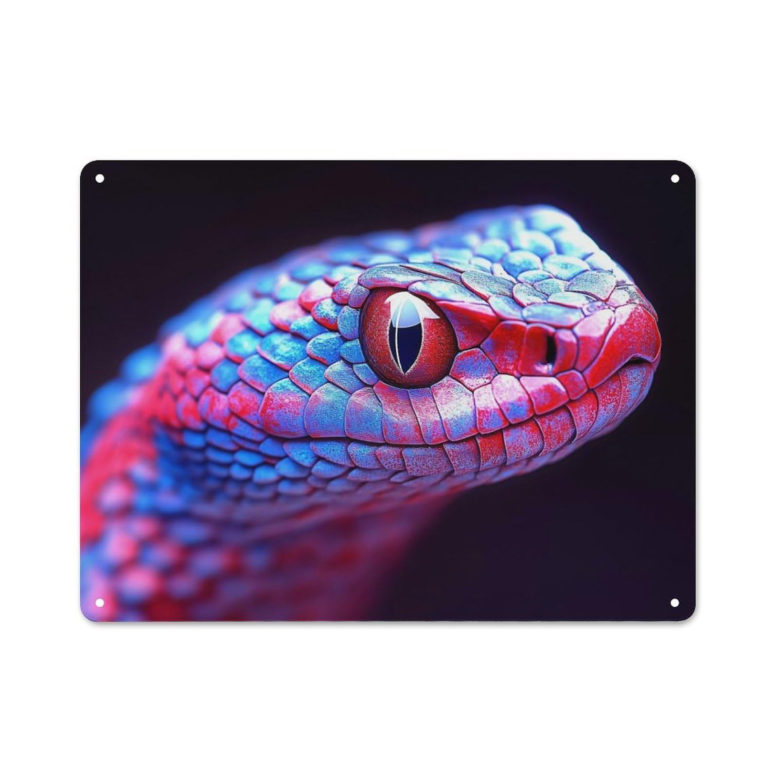 Junmoney Style-2 Vibrant Snake Portrait Rustic Tin Sign 30X40cm, Vintage Porch Wall Decor For Conservatory, Home Bar Or Utility Room
