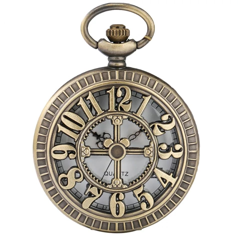 Tiny TimTiny Tim Antique Bronze Pocket-Watch Vintage Theme Metallic Car Bike Home Key Chain & Key Rings Best Gift for Men & Women on Their Special Occassions (Numerical)