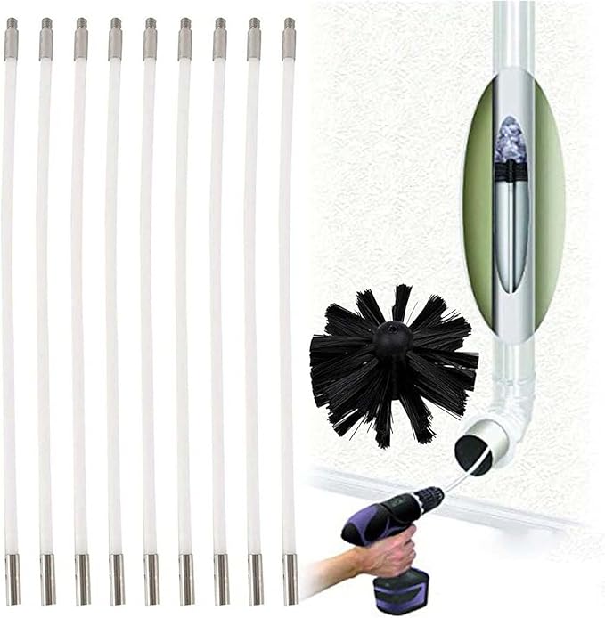 Chimney Brush Kit, Chimney Sweep Kit With 6/9/12/15 Flexible Rods And 1