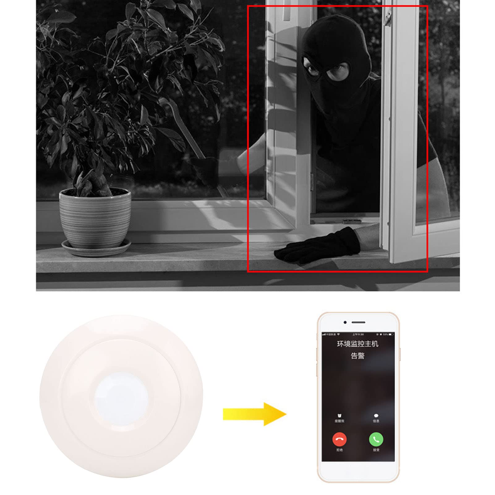Rilevatore di Movimento a Infrarossi Rilevatore di Movimento a Infrarossi, di Antifurto Sensore di a 360 ° Completamente Chiuso con Uscita