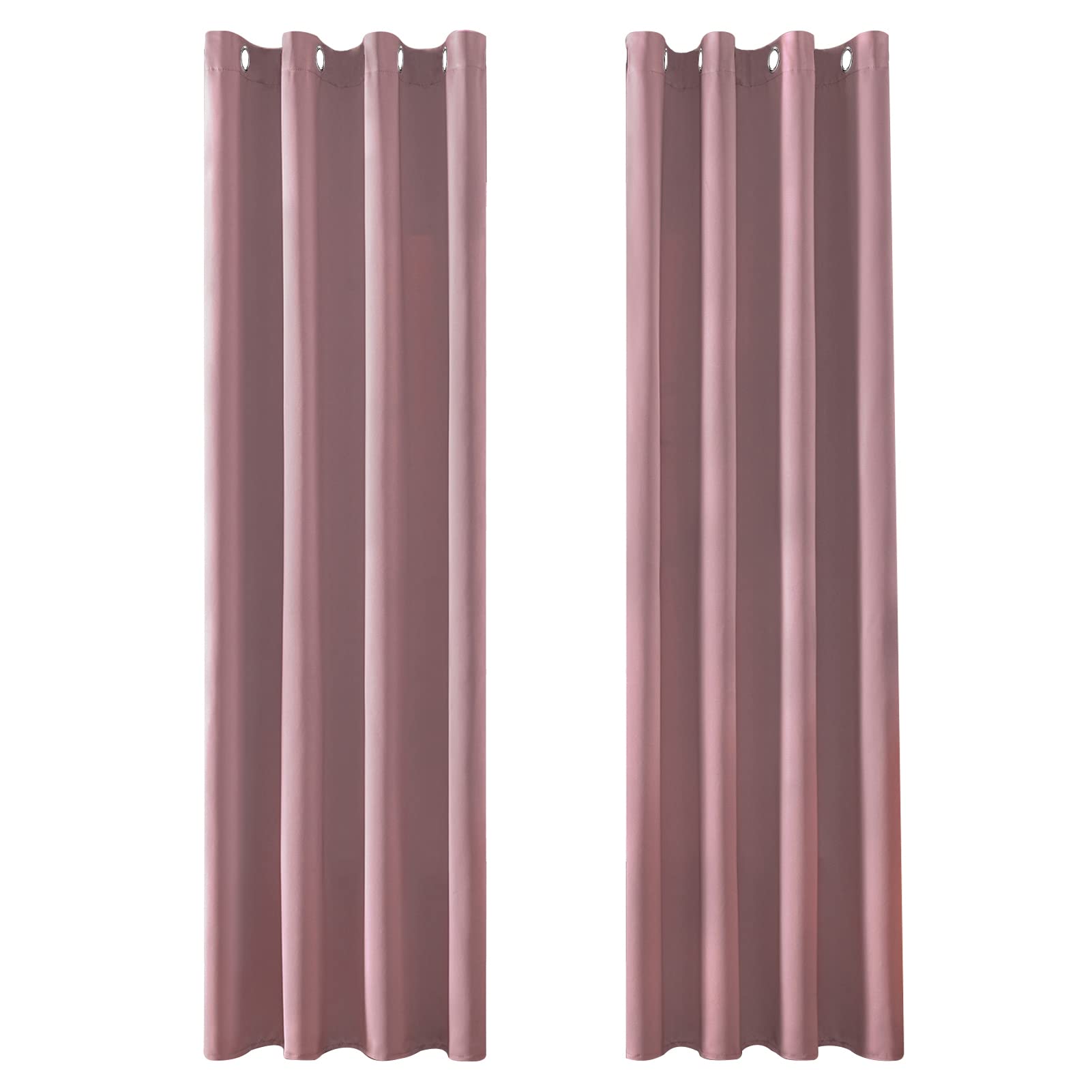 MRTREES Cortina Habitacion Opaca Termica 2 Piezas 140×245cm Cortinas Salon Moderno Aislantes Frío Calor Luz Cortinas Cortas para Ventana Dormitorio Infantil Bebe Niños Rosa Gris con Ojales