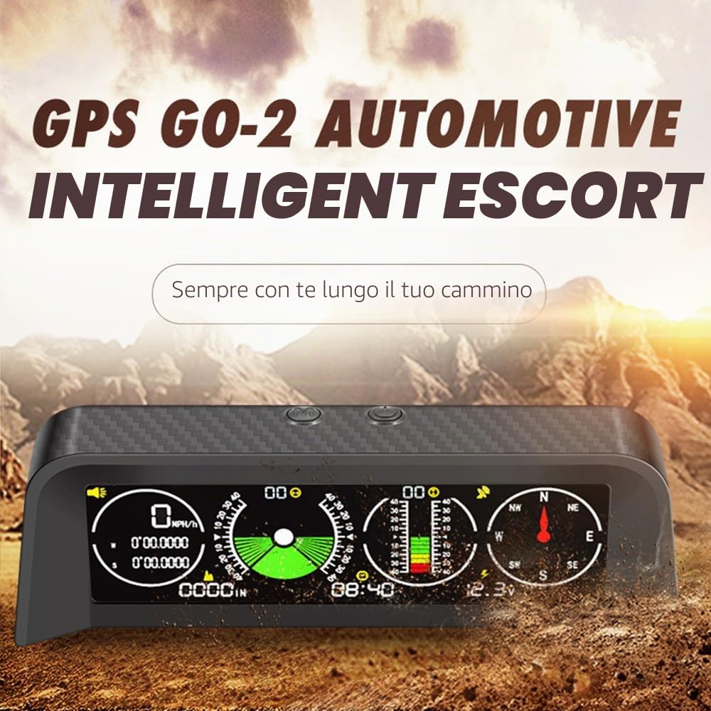 ELING Inclinometro universale per auto Offroad Clinometro angolo di rotolamento, tachimetro GPS con bussola tempo volt indicatore per auto SUV