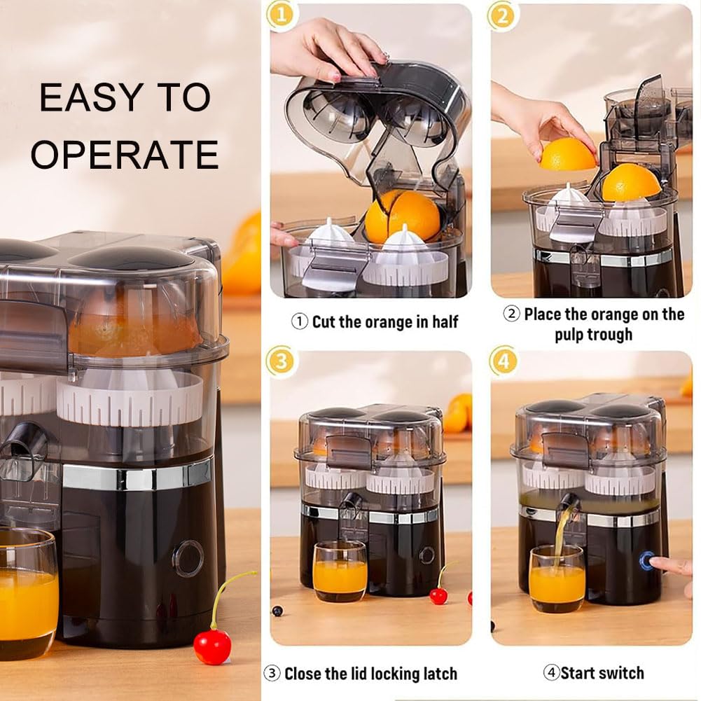 Exprimidor de cítricos eléctrico, exprimidor de naranjas de doble cabezal, máquina exprimidora automática portátil para naranja, limón y lima.