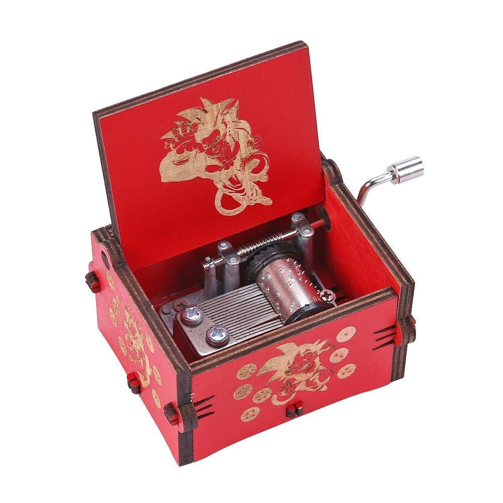 Buy Uspotushop Red Z-Tapion Music Box Hand Crank Wooden Musical