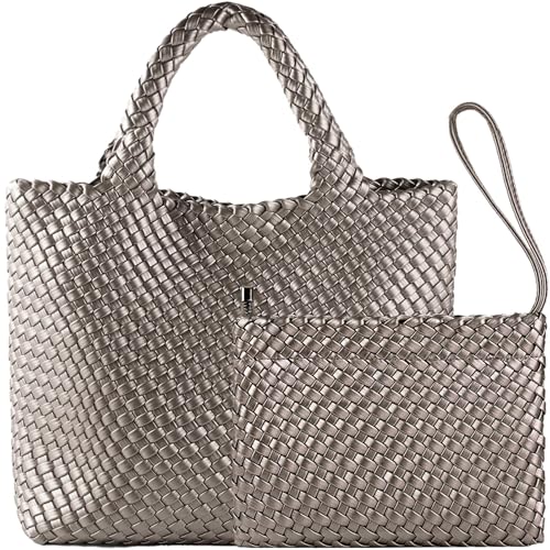 Image of JINMANXUE Fashion Woven Bag Shopper Bag Travel Handbags and Purses Women Tote Bag Large Capacity Shoulder Bags