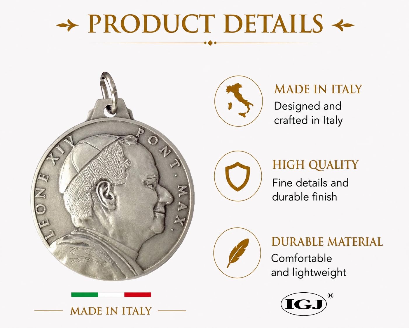 I G J MEDALLA DEL PAPA LEÓN XIV (PAPA PREVOST) / PLAZA DE SAN PEDRO, ROMA - ALTO RELIEVE - GRAN TAMAÑO