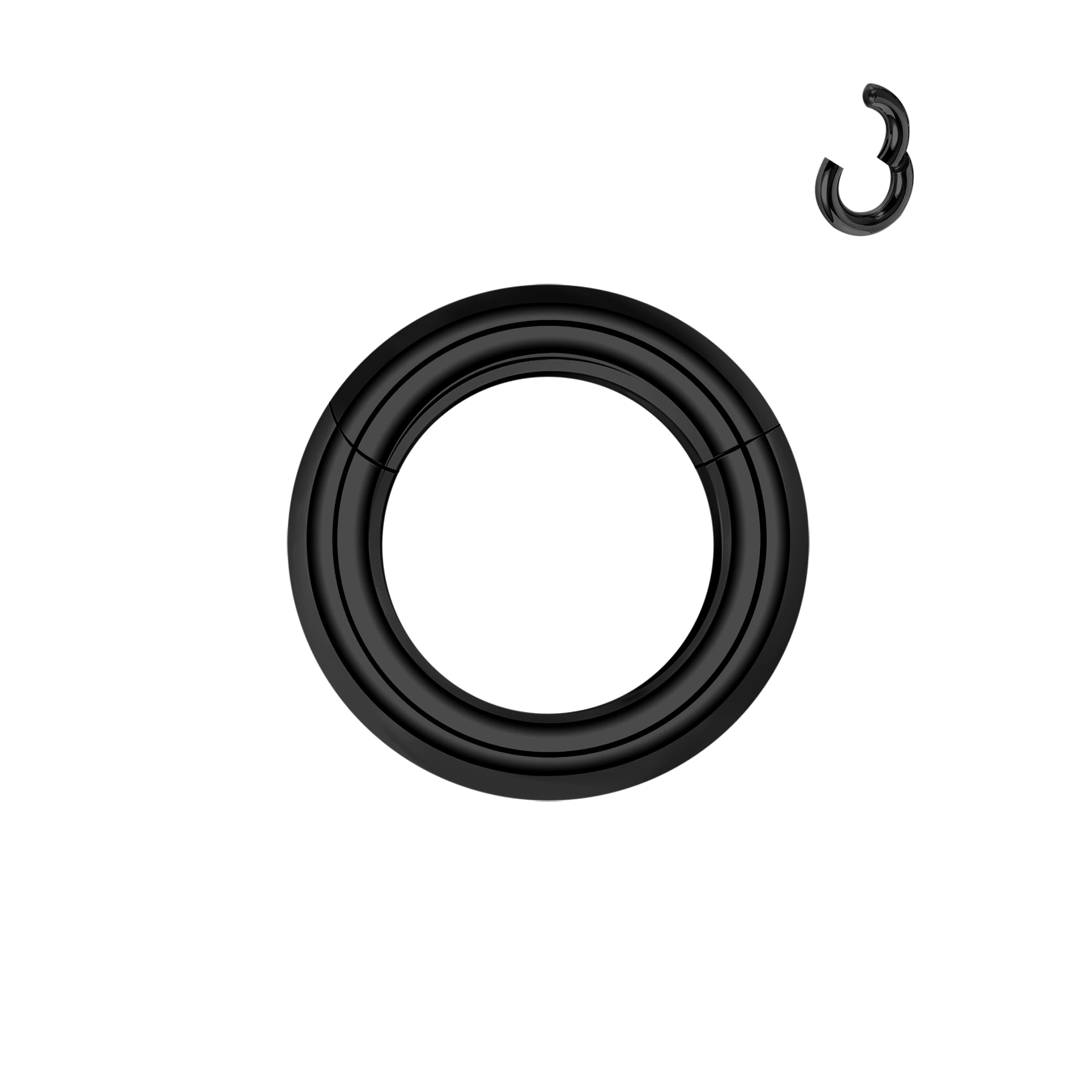 ZS Hinged Segment Clicker PA Ring Spring Action BCR Rings, 2G 4G 6G 8G 10G 12G Black Septum Nose Rings, Surgical Steel Pierced Body Jewelry for Men Women