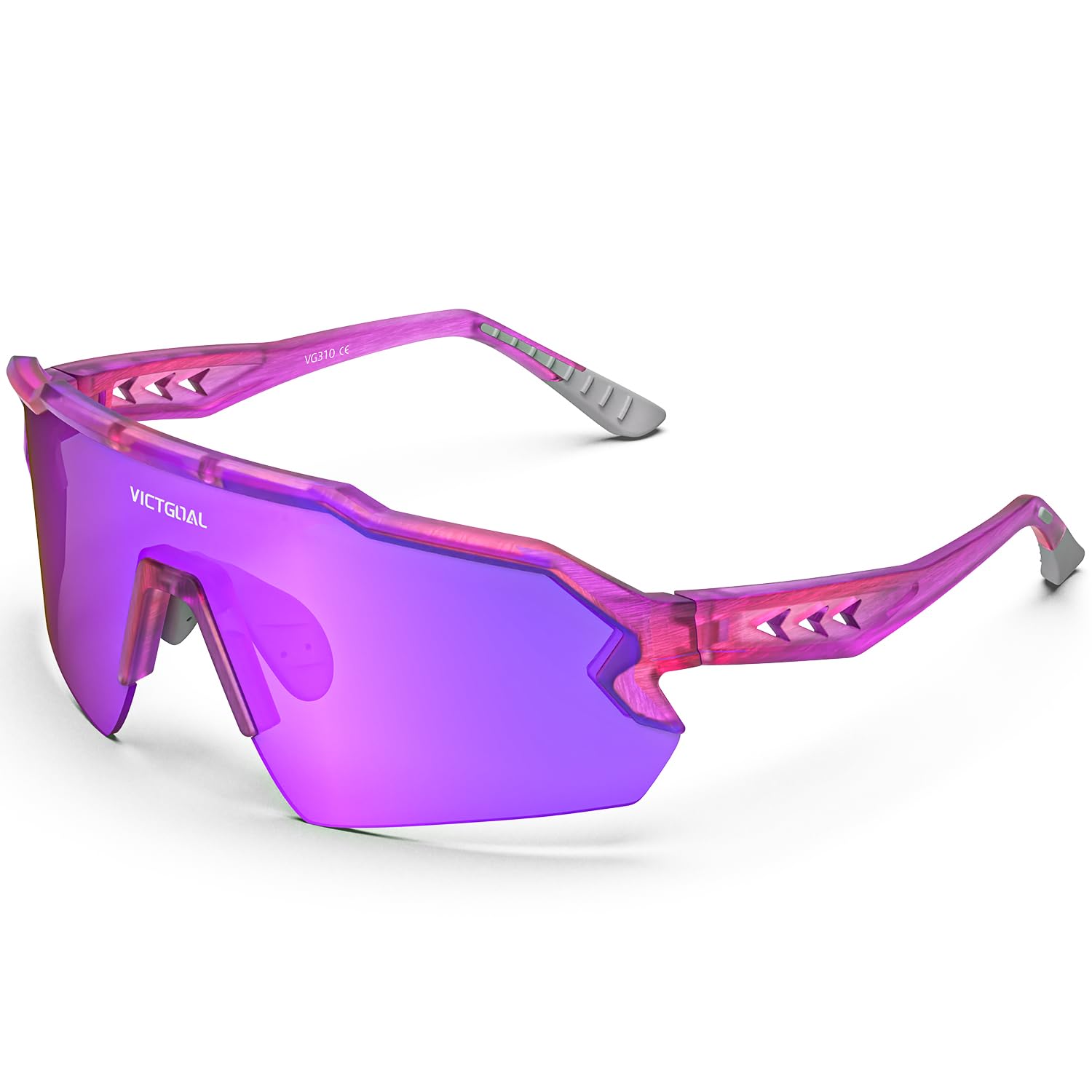 Victgoal Cycling Glasses Mens with Polarized Lens UV Protection Running Sunglasses Lightweight TR90 Frame Sports Sunglasses for Cycling Mountain Biking Driving (Purple)