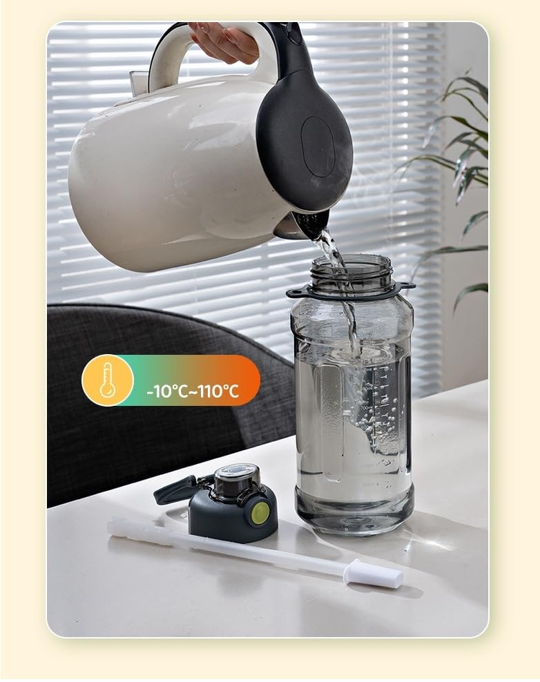 Image of 2 Liter Motivational Sports Gym Bottle Daily water intake with Time Markings BPA-Free. Leak proof For adults For Gym, Travel And office - (Jet Black)