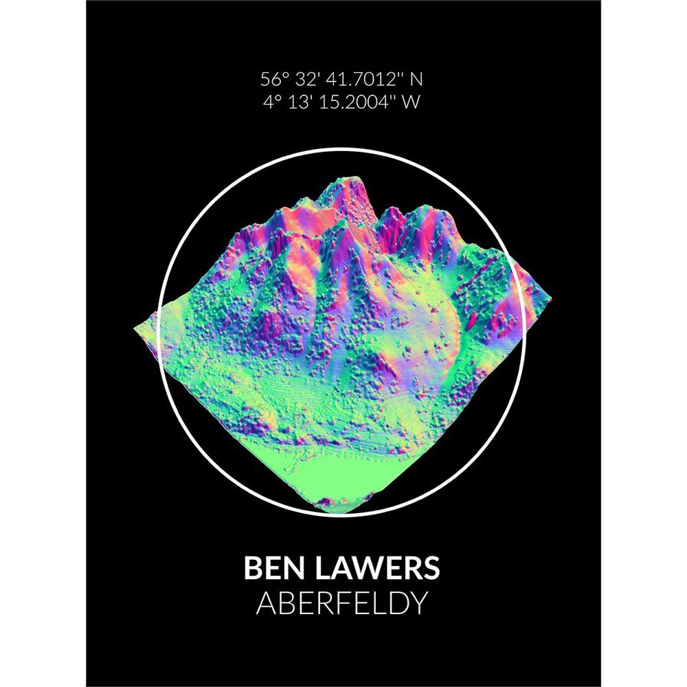 Wee Blue Coo Ben Lawers Mountain Topography Perthshire Scotland Art Print Poster Wall Decor 12X16 Inch