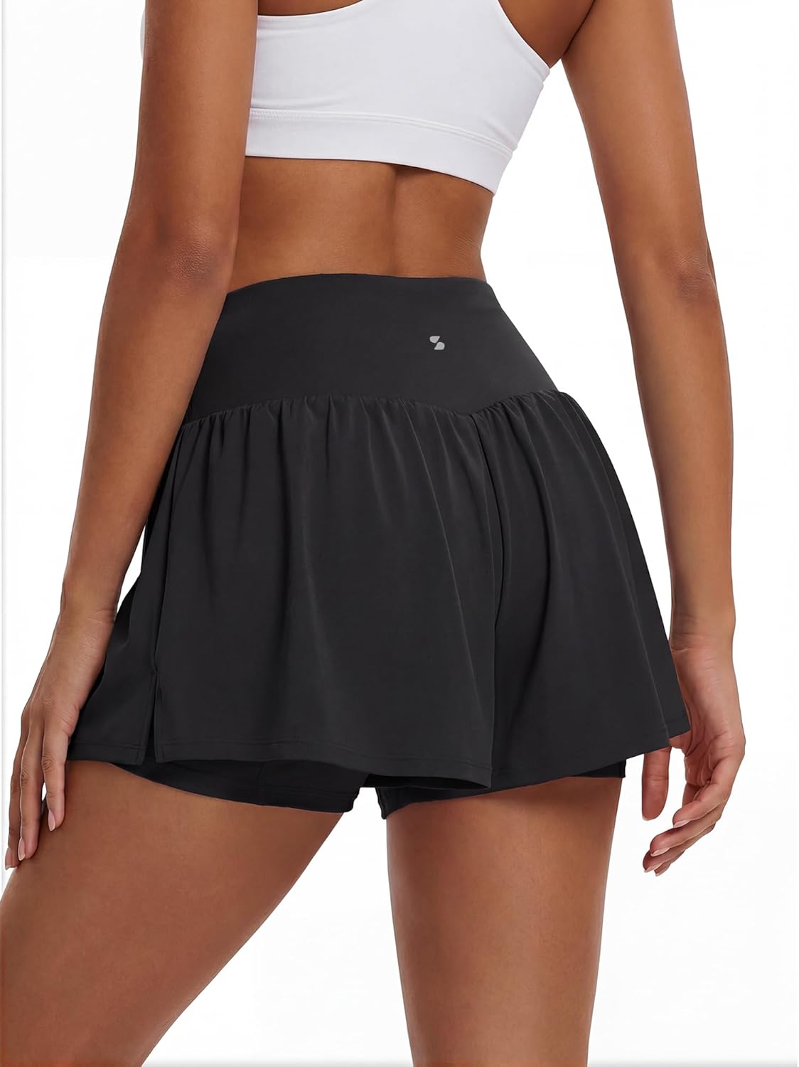Stelle Women 2 in 1 Running Shorts Flowy Athletic Short High Waisted Workout Tennis Gym Short with Liner Pockets - Image 4