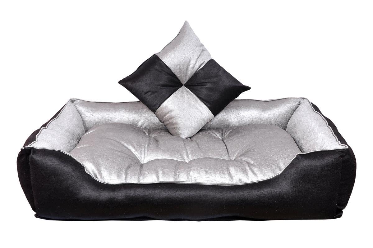 Reversible Dual Ultra Soft Velvet Luxury Sofa Bed Pet Bed|Dog Bed|Cat Bed|Puppies Puppy Bed|Rabbit Bed (Size: Large) Product Dimension : 90 * 60 * 20 Cm.,Grey